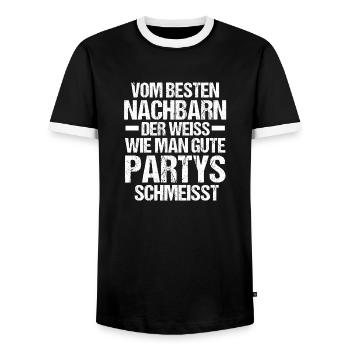 Nachbarschaft Bester Nachbar - Männer Kontrast-T-Shirt - Schwarz/Weiß - Vorne - AI Model Female 172 light (172cm) & AI Model Male 178 light (178cm)