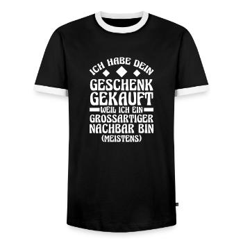 Nachbarschaft Bester Nachbar - Männer Kontrast-T-Shirt - Schwarz/Weiß - Vorne - AI Model Female 172 light (172cm) & AI Model Male 178 light (178cm)