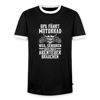 Opa Motorrad Großvater Motorradfahrer - Männer Kontrast-T-Shirt - Schwarz/Weiß - Vorne - AI Model Female 172 light (172cm) & AI Model Male 178 light (178cm)