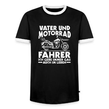 Dad Motorcycle Father Motorcyclist - Men's Ringer Shirt - black/white - Front - AI Model Female 172 light (172cm) & AI Model Male 178 light (178cm)
