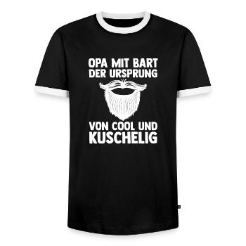 Opa Mit Bart - Männer Kontrast-T-Shirt - Schwarz/Weiß - Vorne - AI Model Female 172 light (172cm) & AI Model Male 178 light (178cm)