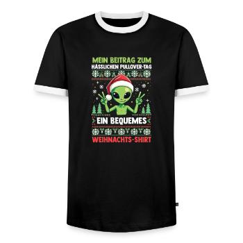 Père Noël Noël laid Noël - T-shirt contrasté Homme - noir/blanc - Devant - AI Model Female 172 light (172cm) & AI Model Male 178 light (178cm)