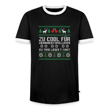 Santa Claus Christmas Ugly Christmas - Men's Ringer Shirt - black/white - Front - AI Model Female 172 light (172cm) & AI Model Male 178 light (178cm)