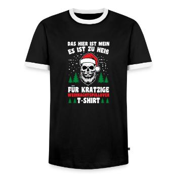 Santa Claus Christmas Ugly Christmas - Men's Ringer Shirt - black/white - Front - AI Model Female 172 light (172cm) & AI Model Male 178 light (178cm)