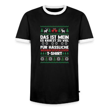 Santa Claus Christmas Ugly Christmas - Men's Ringer Shirt - black/white - Front - AI Model Female 172 light (172cm) & AI Model Male 178 light (178cm)