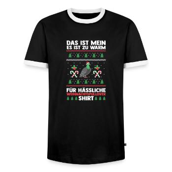 Santa Claus Christmas Ugly Christmas - Men's Ringer Shirt - black/white - Front - AI Model Female 172 light (172cm) & AI Model Male 178 light (178cm)