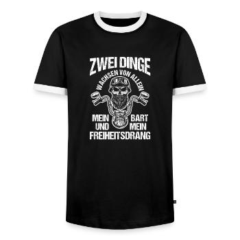 Bearded Biker Bearded Motorcyclist Motorcycle - Men's Ringer Shirt - black/white - Front - AI Model Female 172 light (172cm) & AI Model Male 178 light (178cm)