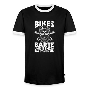 Bearded Biker Bearded Motorcyclist Motorcycle - Men's Ringer Shirt - black/white - Front - AI Model Female 172 light (172cm) & AI Model Male 178 light (178cm)