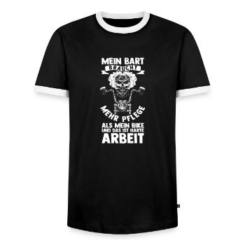 Motard barbu Moto barbu - T-shirt contrasté Homme - noir/blanc - Devant - AI Model Female 172 light (172cm) & AI Model Male 178 light (178cm)