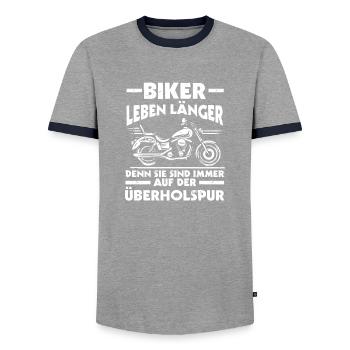 Motard Moto Moto - T-shirt contrasté Homme - gris/marine  - Devant - AI Model Female 172 light (172cm) & AI Model Male 178 light (178cm)