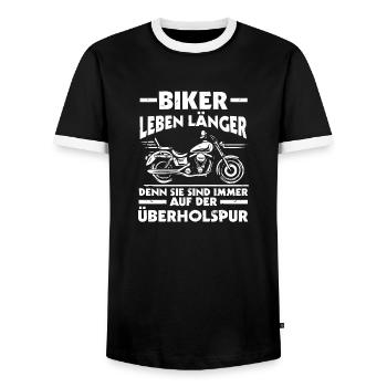 Biker Bike Motorcyclist Motorcycle - Men's Ringer Shirt - black/white - Front - AI Model Female 172 light (172cm) & AI Model Male 178 light (178cm)