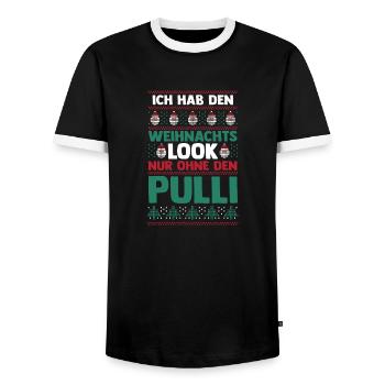 Père Noël Noël laid Noël - T-shirt contrasté Homme - noir/blanc - Devant - AI Model Female 172 light (172cm) & AI Model Male 178 light (178cm)