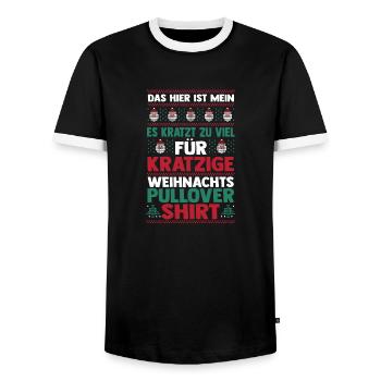Santa Claus Christmas Ugly Christmas - Men's Ringer Shirt - black/white - Front - AI Model Female 172 light (172cm) & AI Model Male 178 light (178cm)