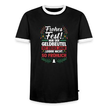 Père Noël Inflation Noël - T-shirt contrasté Homme - noir/blanc - Devant - AI Model Female 172 light (172cm) & AI Model Male 178 light (178cm)