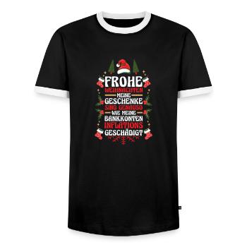 Père Noël Inflation Noël - T-shirt contrasté Homme - noir/blanc - Devant - AI Model Female 172 light (172cm) & AI Model Male 178 light (178cm)