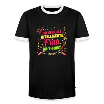 Karnevalskostüm Fasching Karneval - Männer Kontrast-T-Shirt - Schwarz/Weiß - Vorne - AI Model Female 172 light (172cm) & AI Model Male 178 light (178cm)