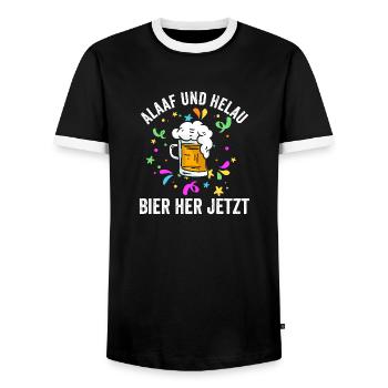 Costume de carnaval Boire de la bière Carnaval Carnaval - T-shirt contrasté Homme - noir/blanc - Devant - AI Model Female 172 light (172cm) & AI Model Male 178 light (178cm)
