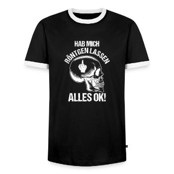 J’ai eu une radiographie du majeur - T-shirt contrasté Homme - noir/blanc - Devant - AI Model Female 172 light (172cm) & AI Model Male 178 light (178cm)