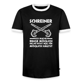 Tischler Zimmermann Schreiner - Männer Kontrast-T-Shirt - Schwarz/Weiß - Vorne - AI Model Female 172 light (172cm) & AI Model Male 178 light (178cm)