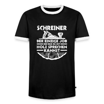 Tischler Zimmermann Schreiner - Männer Kontrast-T-Shirt - Schwarz/Weiß - Vorne - AI Model Female 172 light (172cm) & AI Model Male 178 light (178cm)