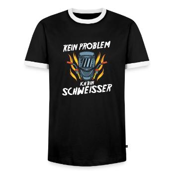 Soudage Soudeurs Soudeurs - T-shirt contrasté Homme - noir/blanc - Devant - AI Model Female 172 light (172cm) & AI Model Male 178 light (178cm)