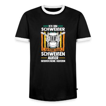 Soudage Soudeurs Soudeurs - T-shirt contrasté Homme - noir/blanc - Devant - AI Model Female 172 light (172cm) & AI Model Male 178 light (178cm)