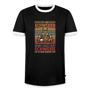 Soudage Soudeurs Soudeurs - T-shirt contrasté Homme - noir/blanc - Devant - AI Model Female 172 light (172cm) & AI Model Male 178 light (178cm)
