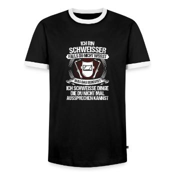 Soudage Soudeurs Soudeurs - T-shirt contrasté Homme - noir/blanc - Devant - AI Model Female 172 light (172cm) & AI Model Male 178 light (178cm)