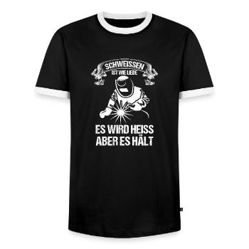 Soudage Soudeurs Soudeurs - T-shirt contrasté Homme - noir/blanc - Devant - AI Model Female 172 light (172cm) & AI Model Male 178 light (178cm)