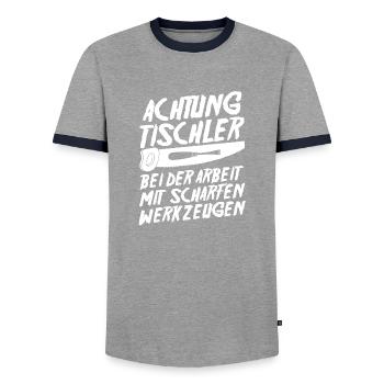 Schreiner Zimmermann Tischler - Männer Kontrast-T-Shirt - Grau/Navy  - Vorne - AI Model Female 172 light (172cm) & AI Model Male 178 light (178cm)