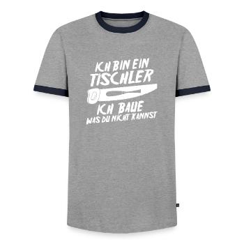 Schreiner Zimmermann Tischler - Männer Kontrast-T-Shirt - Grau/Navy  - Vorne - AI Model Female 172 light (172cm) & AI Model Male 178 light (178cm)