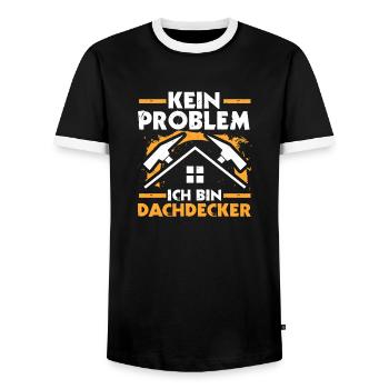Master Roofer Roofer - Men's Ringer Shirt - black/white - Front - AI Model Female 172 light (172cm) & AI Model Male 178 light (178cm)