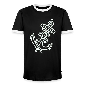 Anchor icon - Men's Ringer Shirt - black/white - Front - AI Model Female 172 light (172cm) & AI Model Male 178 light (178cm)