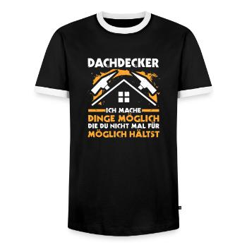Master Roofer Roofer - Men's Ringer Shirt - black/white - Front - AI Model Female 172 light (172cm) & AI Model Male 178 light (178cm)