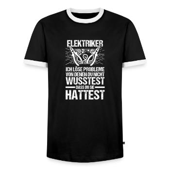 Master Electrician Electrical Engineer Electrician - Men's Ringer Shirt - black/white - Front - AI Model Female 172 light (172cm) & AI Model Male 178 light (178cm)