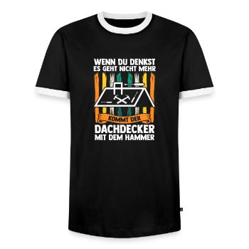 Master Roofer Roofer - Men's Ringer Shirt - black/white - Front - AI Model Female 172 light (172cm) & AI Model Male 178 light (178cm)