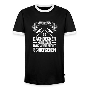 Master Roofer Roofer - Men's Ringer Shirt - black/white - Front - AI Model Female 172 light (172cm) & AI Model Male 178 light (178cm)