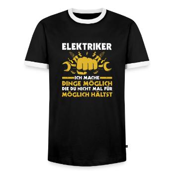 Master Electrician Electrical Engineer Electrician - Men's Ringer Shirt - black/white - Front - AI Model Female 172 light (172cm) & AI Model Male 178 light (178cm)
