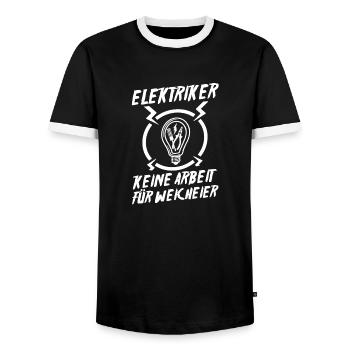 Master Electrician Electrical Engineer Electrician - Men's Ringer Shirt - black/white - Front - AI Model Female 172 light (172cm) & AI Model Male 178 light (178cm)