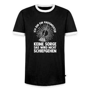 Facility Manager Gardien Gardien - T-shirt contrasté Homme - noir/blanc - Devant - AI Model Female 172 light (172cm) & AI Model Male 178 light (178cm)