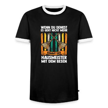 Facility Manager Gardien Gardien - T-shirt contrasté Homme - noir/blanc - Devant - AI Model Female 172 light (172cm) & AI Model Male 178 light (178cm)