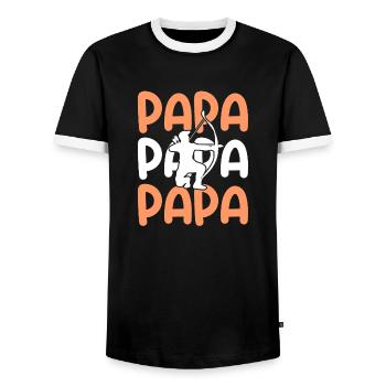 Archer Dad Father Archery - Men's Ringer Shirt - black/white - Front - AI Model Female 172 light (172cm) & AI Model Male 178 light (178cm)