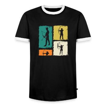 Archer Tir à l’arc - T-shirt contrasté Homme - noir/blanc - Devant - AI Model Female 172 light (172cm) & AI Model Male 178 light (178cm)