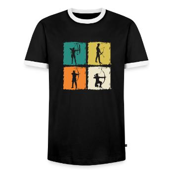 Archer Tir à l’arc - T-shirt contrasté Homme - noir/blanc - Devant - AI Model Female 172 light (172cm) & AI Model Male 178 light (178cm)