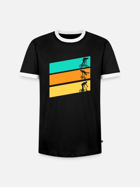 Vélo VTT - T-shirt contrasté Homme - noir/blanc