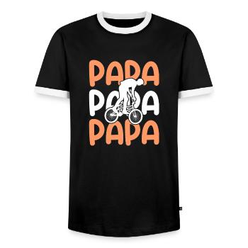Fahrrad Papa Vater Mountainbike - Männer Kontrast-T-Shirt - Schwarz/Weiß - Vorne - AI Model Female 172 light (172cm) & AI Model Male 178 light (178cm)