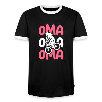 Vélo Mamie VTT - T-shirt contrasté Homme - noir/blanc - Devant - AI Model Female 172 light (172cm) & AI Model Male 178 light (178cm)