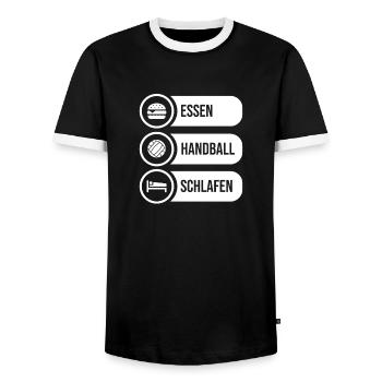 Joueurs de handball Handball - T-shirt contrasté Homme - noir/blanc - Devant - AI Model Female 172 light (172cm) & AI Model Male 178 light (178cm)
