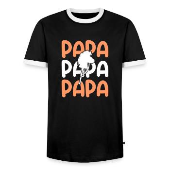 Hobby Horse Dad Father Hobby Horsing - Men's Ringer Shirt - black/white - Front - AI Model Female 172 light (172cm) & AI Model Male 178 light (178cm)