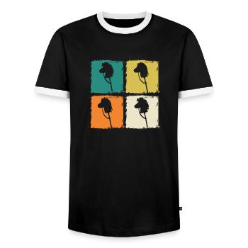 Steckenpferd Hobby Horsing - Männer Kontrast-T-Shirt - Schwarz/Weiß - Vorne - AI Model Female 172 light (172cm) & AI Model Male 178 light (178cm)